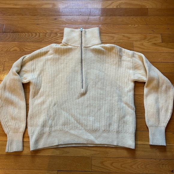 Everlane Felted Merino Half-Zip Sweater in Yellow - Picture 1 of 4